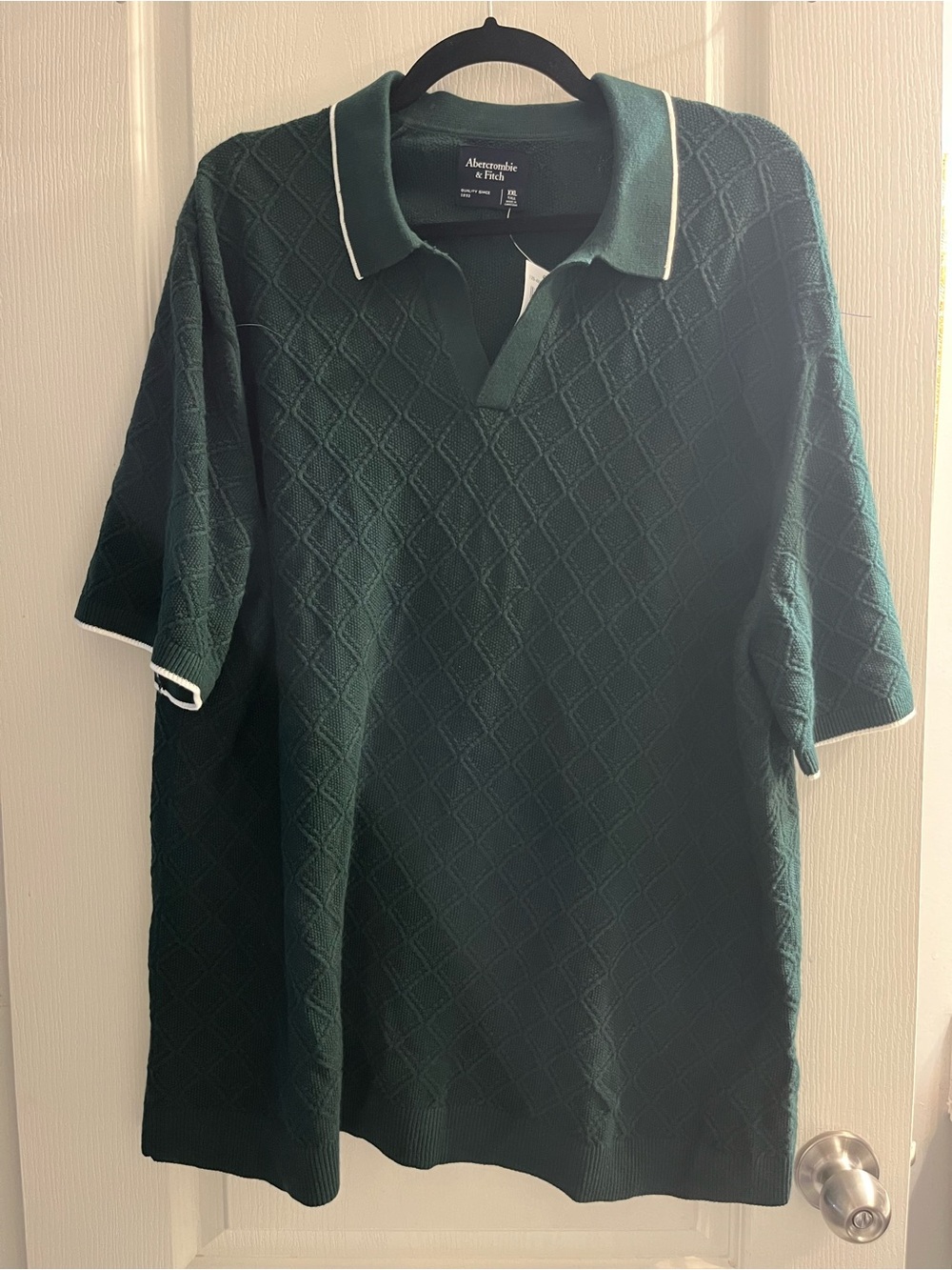 Abercrombie & Fitch Forest Green Polo with White Contrast Trim